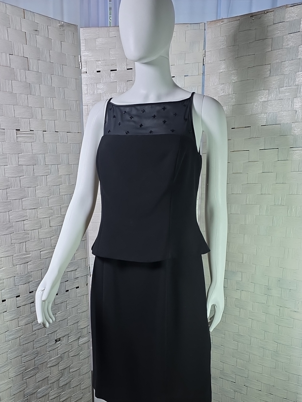 Vintage Jones New York Black Sheer Yoke Cocktail Dress